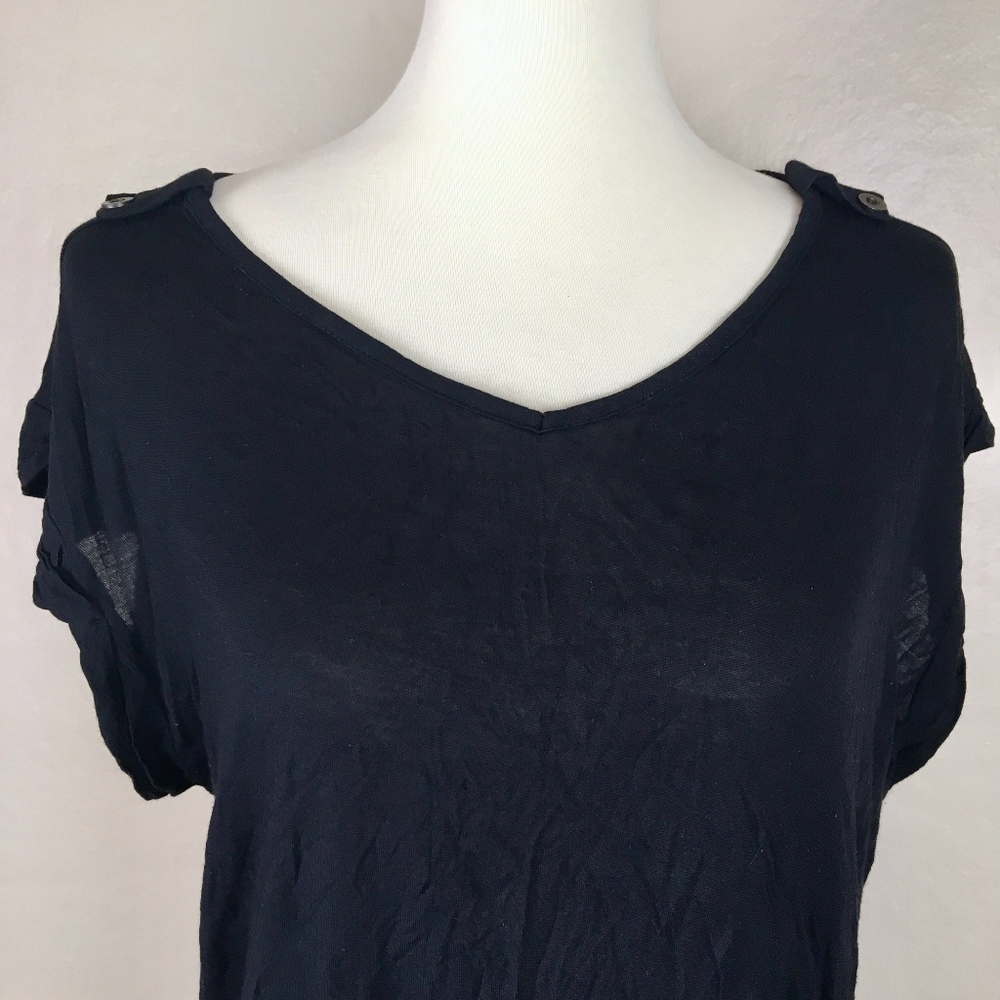 Col Story Bamboo Black Burnout Crop Top Size Large